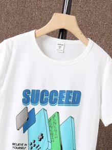 Boys Slogan Graphic Tee - White - View 4