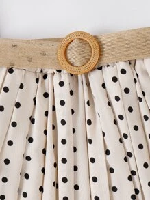 Tween Girl Solid Tank Top & Polka Dot Print Belted Skirt - Multicolor - View 4