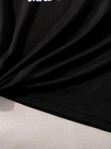 Tween Girl Letter Graphic Tee & Track Shorts - Black - View 7