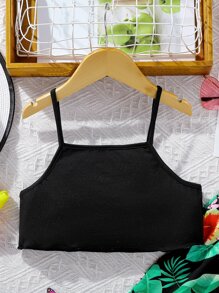 SHEIN Girls Cami Top & Tropical Print Trousers - Black - View 3