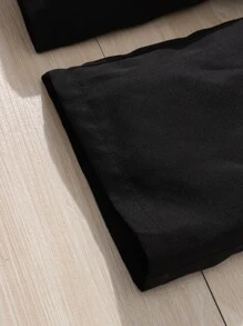 Girls Flap Pocket Side Belted Trousers - Black - View 7