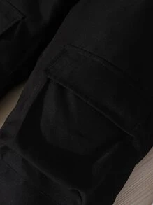 Girls Flap Pocket Side Belted Trousers - Black - View 6