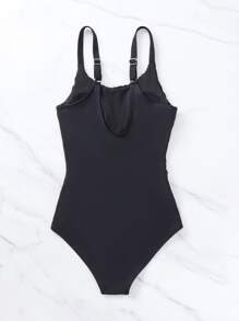 Ruched Bust Cami One Piece Swimsuit - Black - View 2