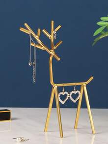 1 pieza Estante de almacenamiento de joya en forma de alce de dibujos animados - Dorado - Ver 2