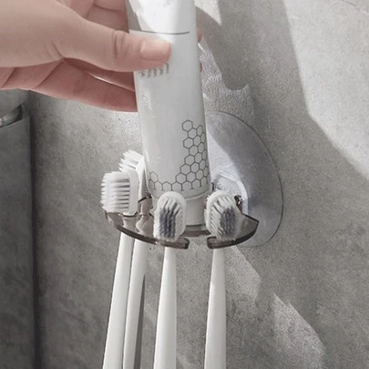 1 pieza Estante transparente para almacenar cepillos de dientes, soporte de pared para cepillos de dientes para decoración del baño en el hogar, decoración de otoño, de vuelta a la escuela