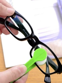 1pc Portable Mini Sun Glasses Cleaner Brush, Eyeglass Spectacles Cleaner, Eyeglass Brush Cleaning Tool - Green - View 1