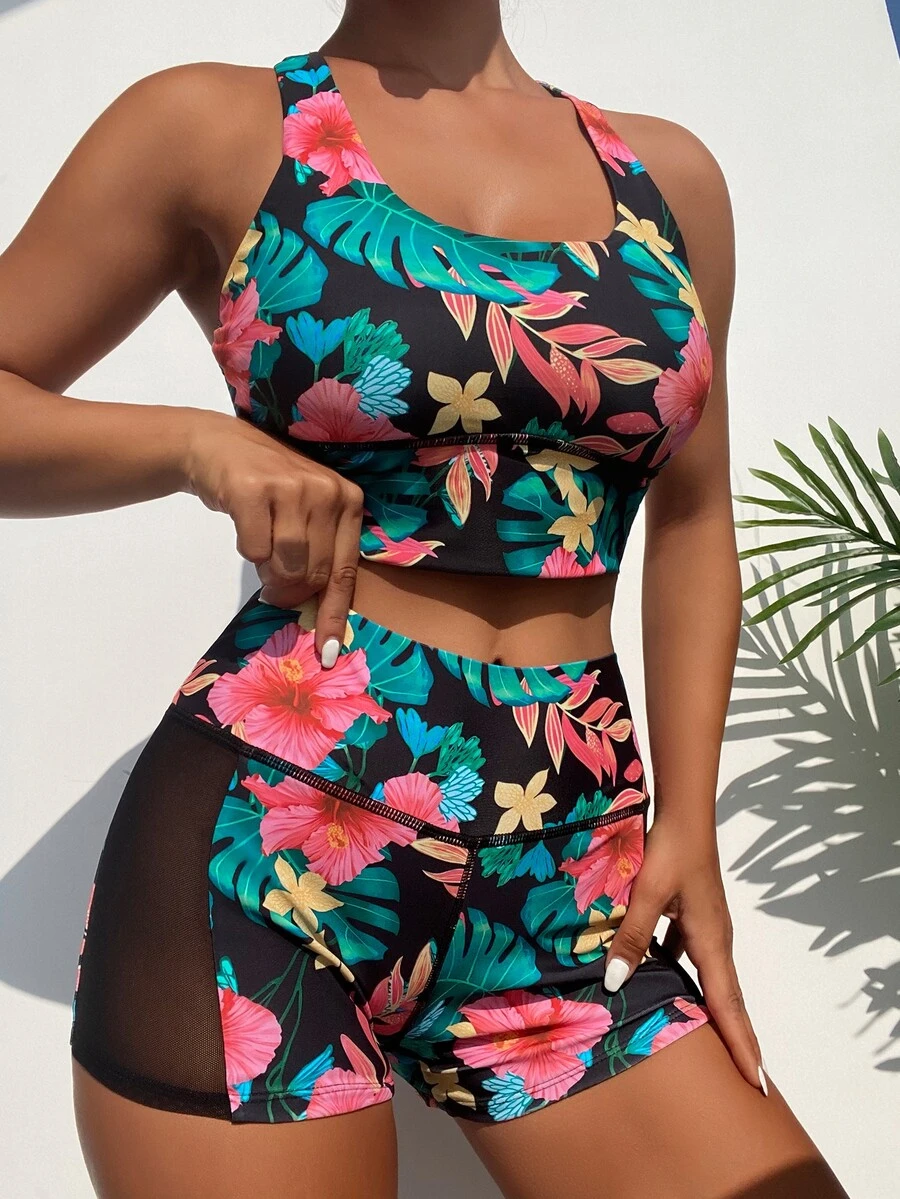 热带印花工字背比基尼夏日海滩 - 彩色 - 查看 1