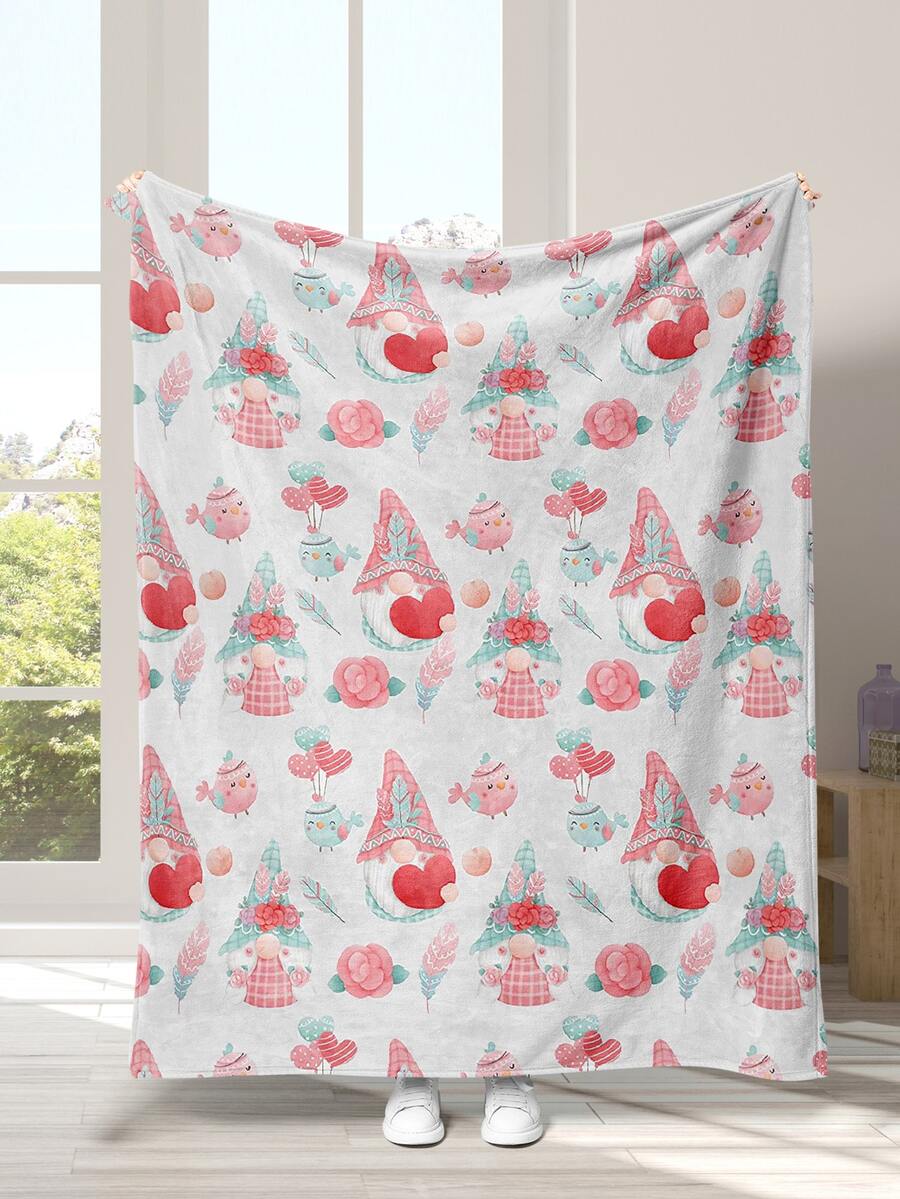1pc Gonk & Floral Print Blanket - Multicolor - View 1