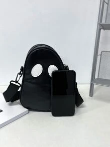 卡通鬼魂设计新奇包，万圣节 Y2K 风格，朋克可爱鬼魂讨糖，万圣节包，非常适合化装派对、万圣节时尚和哥特式时尚 - 黑色 - 查看 4