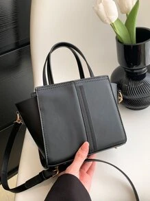 Mini Double Handle Square Bag - Black - View 5