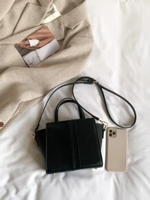 Mini Double Handle Square Bag - Black - View 7