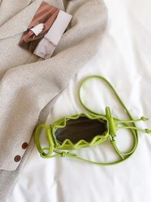 Túi đeo chéo Nữ Dây kéo Lá thư Đôi tay cầm Đúng mốt - màu xanh lá - Xem 4
