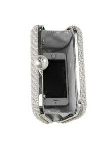 Túi xách nữ buổi tối Ngọc trai màu trơn Hấp dẫn - Bạc - Xem 5