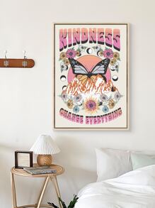Butterfly & Floral Pattern Unframed Painting Poster Gift For Modern Wall Decor - Multicolor - View 4
