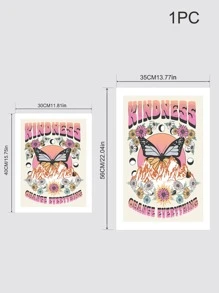 Butterfly & Floral Pattern Unframed Painting Poster Gift For Modern Wall Decor - Multicolor - View 6