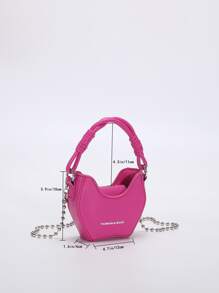 女孩霓虹粉色字母圖案珠子裝飾異形包 - 玫紅色 - 查看 3