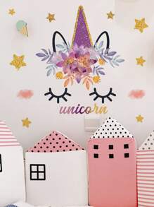 1 Set Cartoon Unicorn & Star Decorative Wall Stickers, Suitable For Kids Room, Bedroom, Home Decor - Multicolor - View 4