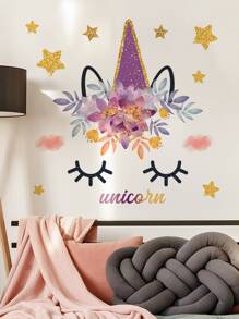 1 Set Cartoon Unicorn & Star Decorative Wall Stickers, Suitable For Kids Room, Bedroom, Home Decor - Multicolor - View 5