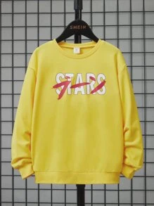 SHEIN Boys Letter Graphic Drop Shoulder Sweatshirt - Yellow - View 1