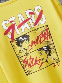 SHEIN Boys Letter Graphic Drop Shoulder Sweatshirt - Yellow - View 4