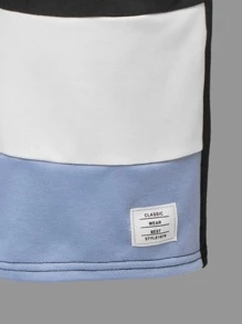 SHEIN Boys Colour Block Letter Patched Detail Drawstring Waist Shorts - Multicolor - View 3