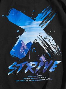 Manfinity Men's Loose Fit Slogan Printed T-Shirt - Black - View 4