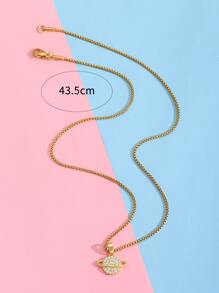 Chicas Collar con colgante con diseño de diamante de imitación planeta - Amarillo Oro - Ver 3