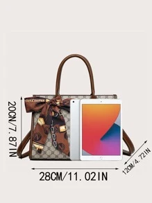 幾何樣式絲巾裝飾方包 - 彩色 - 查看 4