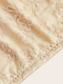 Plus Floral Lace Bandeau Bra - Apricot - View 4