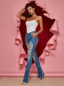 Apperloth A 女士亮片网纱上衣，性感迷人，适合音乐节、婚礼、派对及其他场合。 - 白色 - 查看 4