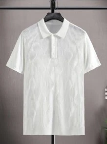 Manfinity Homme Men Solid Polo Neck Knit Top - White - View 3