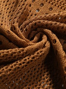 Manfinity Homme Men Fringe Hem Pointelle Knit Top - Coffee Brown - View 5