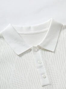 Manfinity Homme Men Solid Polo Neck Knit Top - White - View 5