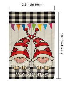 1pc Gonk & Gingham Pattern Garden Flag - Multicolor - View 4