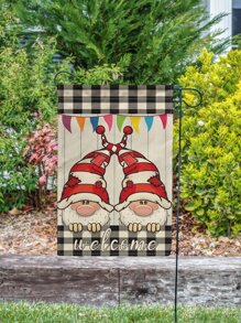 1pc Gonk & Gingham Pattern Garden Flag - Multicolor - View 5