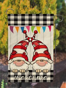 1pc Gonk & Gingham Pattern Garden Flag - Multicolor - View 6