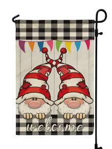 1pc Gonk & Gingham Pattern Garden Flag - Multicolor - View 7