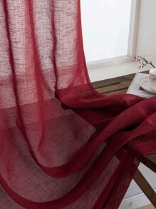Rèm Sheer một tấm trơn - Đỏ - Xem 4