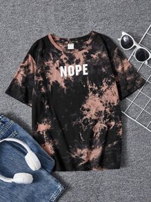 SHEIN 男孩紮染字母圖案T恤