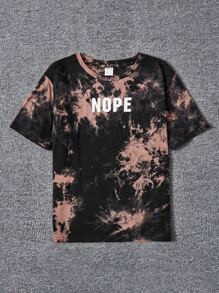 SHEIN 男孩紮染字母圖案T恤