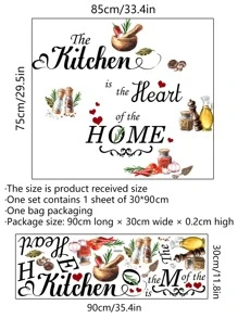 1 pièce Sticker cuisine avec graphique de légumes et slogan, stickers, décalcomanie murale, décalcomanie en vinyle pour décorations de maison, articles de décoration pour le printemps rafraîchissant votre maison, autocollants de décoration Rama