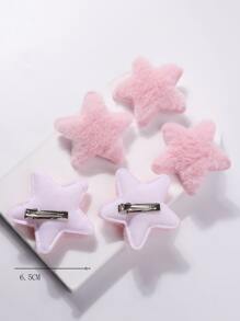 5个毛绒星星装饰鳄鱼夹可爱粉色发夹发卡，发夹爪夹，发爪，学习用品，粉色发夹，冬季，发饰，情人节饰品，头部饰品，发卡 - 粉色 - 查看 3