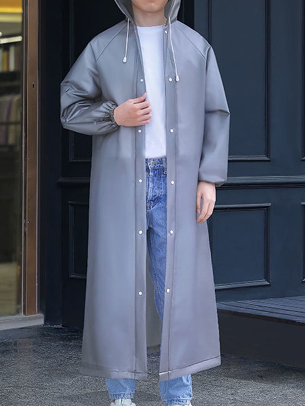 1pc Solid Hooded Raincoat SHEIN USA