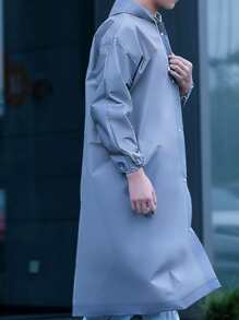 1pc Solid Hooded Raincoat - Grey - View 4