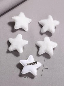 5个星形装饰发夹，街头风发饰，发卡，发夹，爪夹，发爪，学习用品，冬季，头部饰品，发夹，夏季，假日，旅行，节日，生日 - 白色 - 查看 3