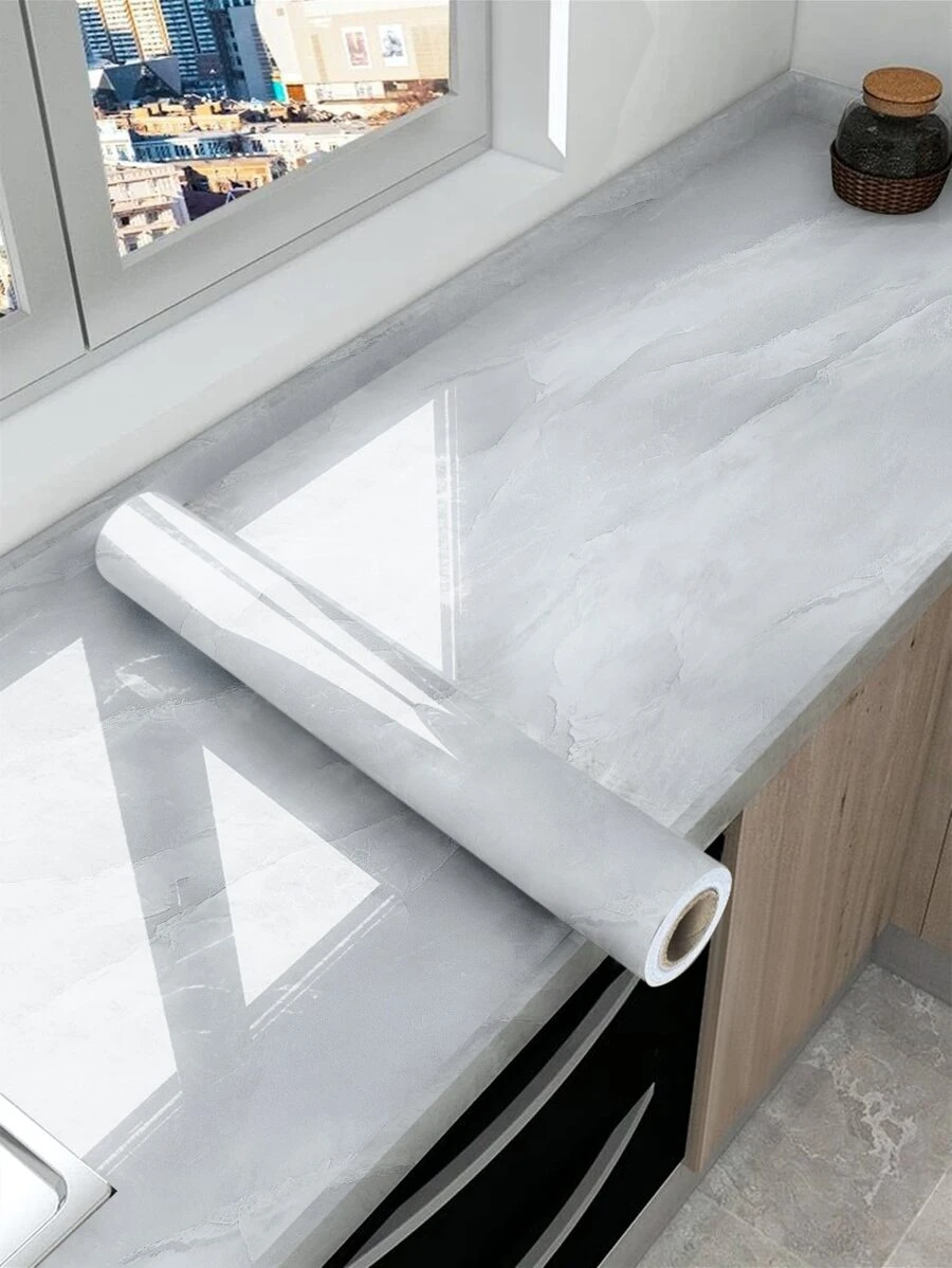 1 cuộn miếng dán bếp bằng PVC chống thấm nước, giấy dán tường dày họa tiết đá cẩm thạch xám nhạt, miếng dán tường chống dầu bếp nhà bếp, miếng dán, decal dán tường, decal vinyl trang trí nhà cửa, vật dụng trang trí mùa xuân làm mới ngôi nhà của bạn, miếng dán trang trí lễ hội quà tặng sinh nhật tốt nghiệp