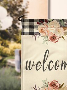 1pc Flower & Letter Graphic Garden Flag - Multicolor - View 4