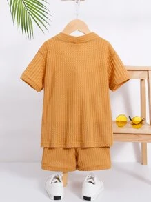 小男童素色外套和短褲不帶T恤 - 芥末黃 - 查看 2