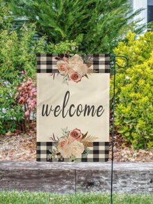 1pc Flower & Letter Graphic Garden Flag - Multicolor - View 6