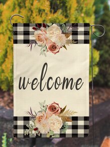 1pc Flower & Letter Graphic Garden Flag - Multicolor - View 7